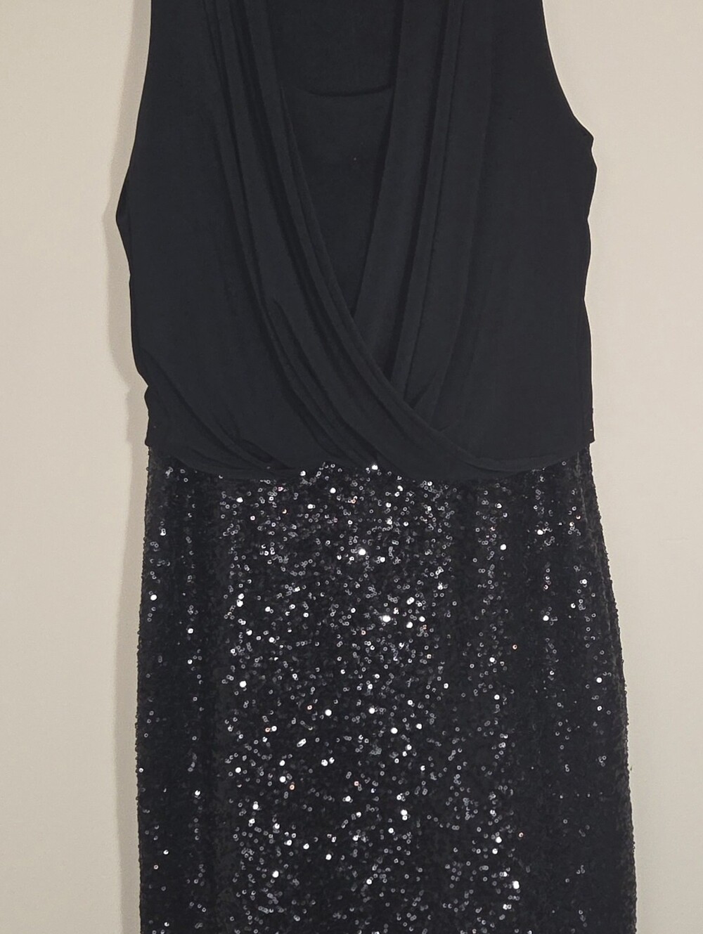Anne Klein Black Sleeveless Sequin Skirt Cocktail Dress